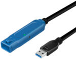LogiLink USB 3.2 Gen1 kábel, USB-A/M-USB-A/F, erősítő, fekete/kék, 20 m (UA0400)