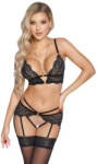 Abierta Fina - nyitott, csipke melltartó szett (fekete) - szexshop