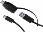 RaidSonic Icy Box IB-CB033 USB Type-C apa - USB Type-C / USB-A apa 3.2 Adat és töltő kábel - Fekete (0.35m) (60836)
