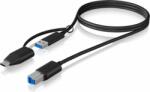 RaidSonic Icy Box IB-CB032 USB Type-B - USB Type-C / USB-A apa 3.2 Adat és töltő kábel - Fekete (1m) (IB-CB032)