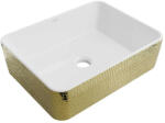 Mexen Catia pultra építhető kerámia mosdó - 48 x 37 cm fehér/arany (21314808)