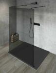 SAPHO VARIO BLACK Szabadon álló zuhanyfal merőleges merevítőkkel, füst üveg, 700mm (GX1370GX2214) (GX1370GX2214)