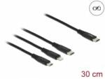 Delock 3in1 USB-C apa -> Lightning, Micro-USB, USB-C kábel 30cm (87148)