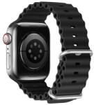 DUX DUCIS pótszíj (egyedi méret, szilikon, állítható, hullám minta) FEKETE Apple Watch Series 1 42mm, Apple Watch Series 2 42mm, Apple Watch Series SE 2 44mm, Apple Watch Series 7 45mm, Apple W (GP-142282)