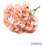  Hortenzia 5ágú selyemvirág csokor 43cm - Barack-Rózsaszín