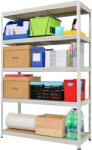 Plus Mobilier Raft metalic Premium 2000x1200x400 mm (HxLxl), otel galvanizat cu 5 polite MDF, 875 kg, montaj fara surub, PLUS (5 ani garantie) gri 5 Raft metalic 175 kg Otel Uz industrial 1200x400x2000 (61004167) Dulap arhivare