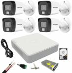 Hikvision Kit supraveghere Hikvision 4 camere Dual Light, 2MP Lumina alba 20m IR 30m DVR 4 canale 4 MP lite Hard 500, accesorii (39519-)