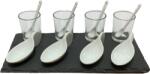 Excellent Houseware Set servire tapas rotund Excellent Houseware, ardezie portelan, 30x15cm, negru alb (KO-278000480C) Serviciu de masa
