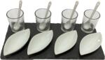 Excellent Houseware Set servire tapas oval Excellent Houseware, ardezie portelan, 30x15cm, negru alb (KO-278000480B) Serviciu de masa