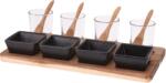 Excellent Houseware Set servire tapas Excellent Houseware, acacia portelan, 30x15x1.5 cm, maro negru (KO-278000540) Serviciu de masa