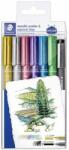 STAEDTLER Dekormarker, 1-2 mm, kúpos, STAEDTLER "8323", 6 különbözõ metál szín, ajándék fekete tusfilccel (7 db) (TS8323SWP6P)