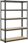 Plus Mobilier Raft metalic Premium 1800x900x400 mm (HxLxl), lacuit negru cu 5 polite MDF, 875 kg, montaj fara surub, PLUS (5 ani garantie) negru 5 Raft metalic 175 kg 900x400x1800 Otel Uz comercial (61004171) Dulap arhivare