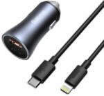Baseus Incarcator auto Baseus Golden Contactor Pro IMK-TZCCJD-B0G 2 porturi USB si USB-C Quick Charge 4.0 D SCP 40W Gri inchis Cablu (tzccjd-b0g)