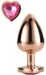 DreamToys Gleaming Love - alumínium anál dildó szív alakú kővel (rózsaarany) (8720365100239)