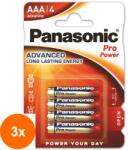 Panasonic Set 3 x 4 Baterii Alcaline Aaa, R3, Panasonic Alkaline Pro Power, 1.5 V (ROC-3xMAG1011763TS) Baterii de unica folosinta
