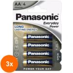 Panasonic Set 3 x 4 Baterii Panasonic Alkaline Power Lasting Energy LR6/AA (ROC-3xMAG1016979TS) Baterii de unica folosinta