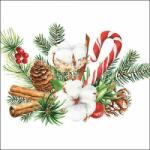 Ambiente Karácsonyi fenyőágas - nyalókás szalvéta - 25x25 cm - Christmas arrangement (VR-32517935)
