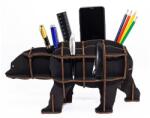 EWA Íróasztali szervező fából - medve, fekete színű (Desk organizer bear (black))