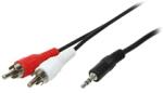 LogiLink CA1042 Audiokábel, 3, 5 mm-es 3 tűs/M-2x RCA/M, fekete, 1, 5 m (CA1042)