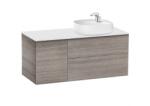 Roca Beyond 120 cm jobbos fürdőszoba bútor ráültethető mosdóval, texturált tölgy A851401402 (A851401402)