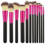Mimo Set 12 Pensule Negre cu Roz pentru Machiaj - Mimo Makeup Brush Black & Pink, 12 buc