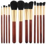 Mimo Set 12 Pensule cu Maner din Lemn pentru Machiaj - Mimo Makeup Brush Wooden, 12 buc