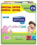 SEPTONA Servetele Umede pentru Pielea Sensibila a Bebelusilor - Septona Baby Calm'n'Care Sensitive Wipes, 54 servetele x 4 pachete