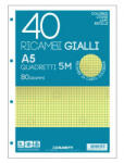  BLASETTI Ricambi gyűrűskönyv betét A/5 40 lap kockás, sárga