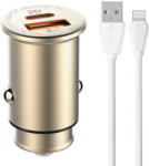 LDNIO C506Q USB, USB-C Car charger + Lightning Cable (C506Q Lightning) - mi-one