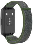 Huawei Band 7 / Honor Band 7, textíl pótszíj, nylon, tépőzáras, állítható, légáteresztő, szürke/sötétzöld