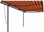  Vidaxl narancssárga és barna automata napellenző póznákkal 6 x 3 m 3070210