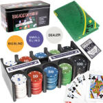 Iso Trade Texas póker készlet, dobozzal, 200 zsetonos, póker szőnyeggel