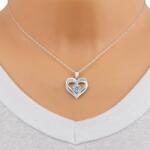Ekszer Eshop 925 ezüst nyaklánc - dupla szív, nagyobb cirkónia középen, apró átlátszó cirkóniák