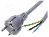 Lian Dung Cablu alimentare AC, 3m, 3 fire, culoare gri, cabluri, CEE 7/7 (E/F) mufa, LIAN DUNG - - componenteonline - 37,86 RON