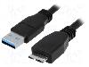 LogiLink Cablu USB A mufa, USB B micro mufa, USB 3.0, lungime 1m, negru, LOGILINK - CU0026