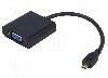 Qoltec Cablu Tip cablu de conectare, D-Sub 15pin HD soclu, micro mufa HDMI, 200mm, Culoare izolaţie, QOLTEC - 50402
