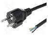 Lian Dung Cablu alimentare AC, 3m, 3 fire, culoare negru, cabluri, CEE 7/7 (E/F) mufa, LIAN DUNG - - componenteonline - 50,10 RON