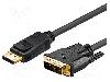 Goobay Cablu DisplayPort - DVI, DisplayPort mufa, DVI-D (24+1) mufa, 2m, negru, Goobay - 51961