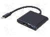 Qoltec Cablu HDMI soclu, USB A soclu, USB C mufa, USB C Power Delivery, USB 3.1, lungime 0.2m, Culoare izolaţie, QOLTEC - 50430