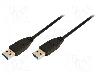 LogiLink Cablu din ambele parţi, USB A mufa, USB 3.0, lungime 3m, negru, LOGILINK - CU0040