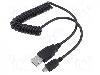Goobay Cablu USB A mufa, USB B micro mufa, spiralat, USB 2.0, lungime Lungime cablu, negru, Goobay - 62334