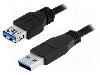 LogiLink Cablu USB A mufa, USB A soclu, USB 3.0, lungime 2m, negru, LOGILINK - CU0042