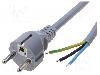 Lian Dung Cablu alimentare AC, 1.8m, 3 fire, culoare gri, cabluri, CEE 7/7 (E/F) mufa, LIAN DUNG - - componenteonline - 54,21 RON