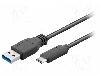 Goobay Cablu USB A mufa, USB C mufa, USB 3.0, lungime 1m, negru, Goobay - 67890