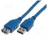 VCOM Cablu USB A mufa, USB A soclu, USB 3.0, lungime 3m, albastru, VCOM - CU302-030-PB