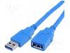 Amphenol Cablu USB A mufa, USB A soclu, USB 3.0, lungime 1.5m, albastru, AMPHENOL - TCR-01513