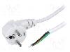 Lian Dung Cablu alimentare AC, 1.8m, 3 fire, culoare alb, cabluri, CEE 7/7 (E/F) ştecar in unghi, LIAN DUNG - - componenteonline - 37,82 RON