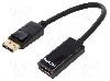 ASSMANN Cablu DisplayPort - HDMI, DisplayPort mufa, HDMI soclu, 150mm, negru, ASSMANN - AK-340400-001-S