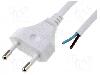 Lian Dung Cablu alimentare AC, 1.8m, 2 fire, culoare alb, cabluri, CEE 7/16 (C) mufa, LIAN DUNG - - componenteonline - 19,42 RON