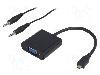 Qoltec Cablu Tip cablu de conectare, D-Sub 15pin HD soclu, Jack 3, 5mm soclu, micro mufa HDMI, 200mm, Culoare izolaţie, QOLTEC - 50403